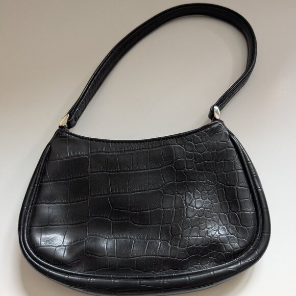 Nine West Black Croc Embossed Shoulder Bag | Y2K Vintage Handbag - Picture 10 of 14